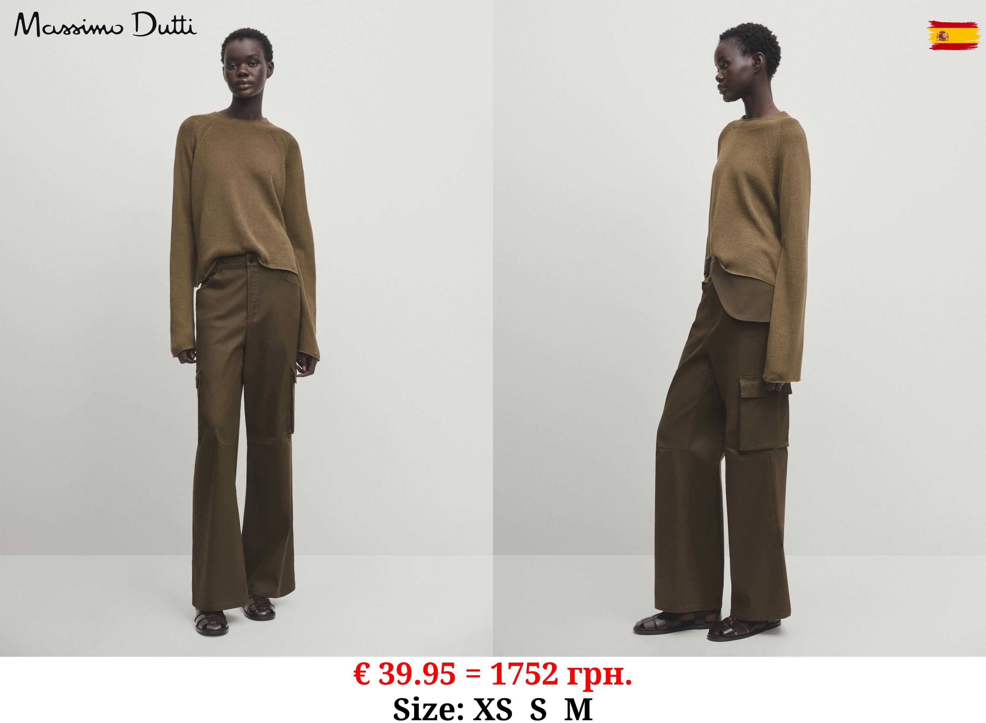 100% linen mock turtleneck sweater KHAKI