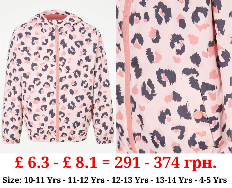 Light Pink Leopard Print Lightweight Rain Mac