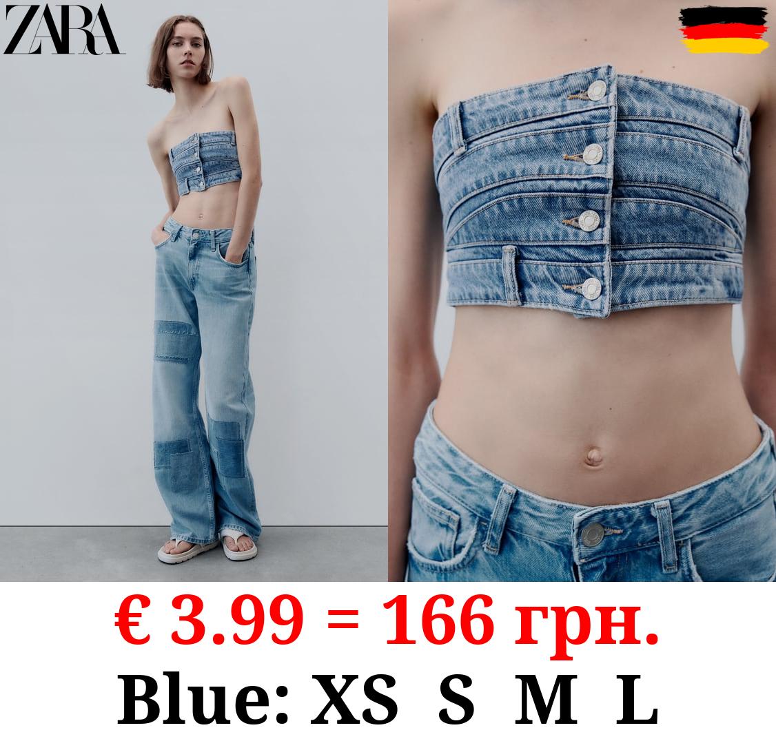 TRF DENIM BANDEAU TOP