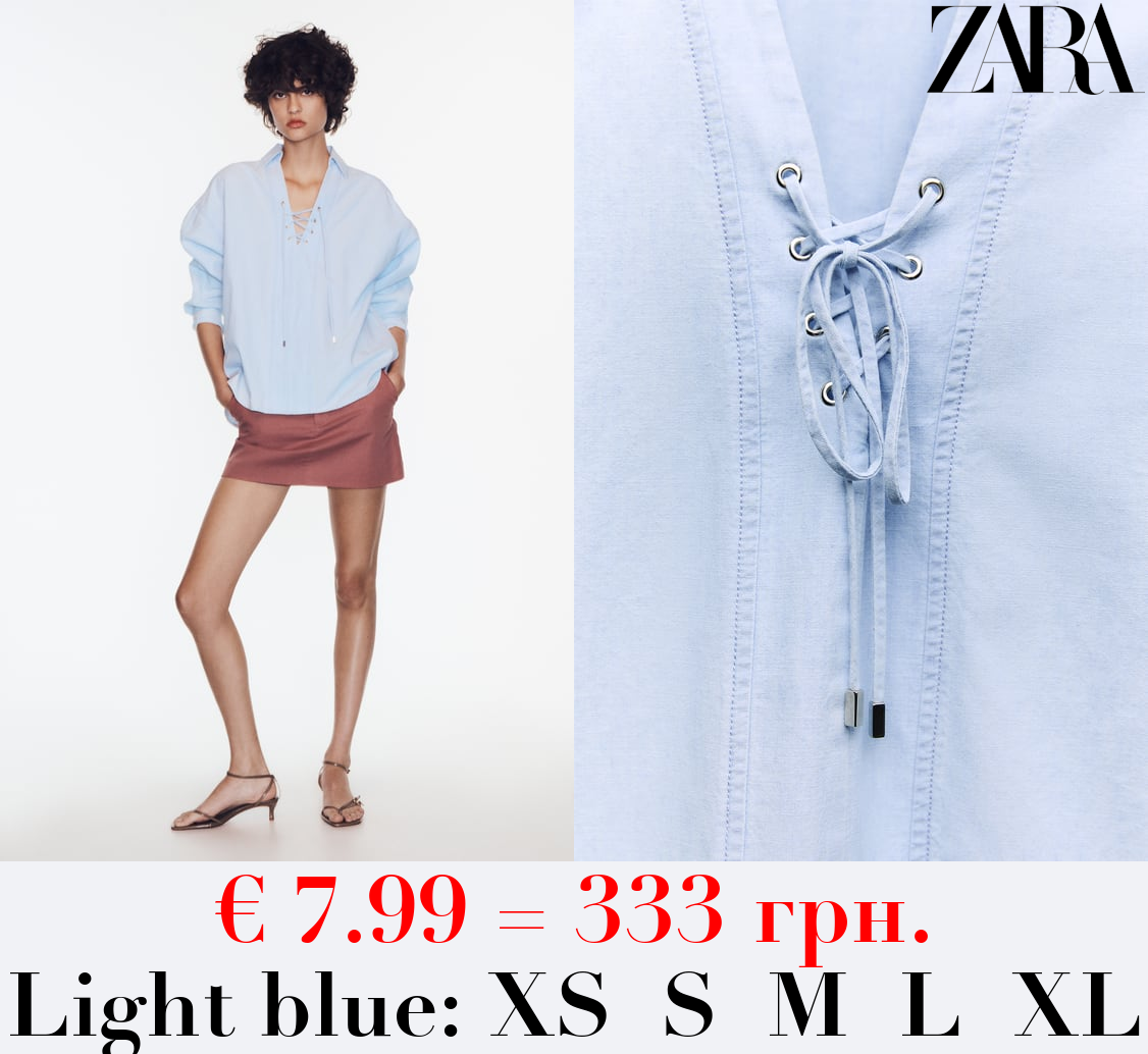 SHIRT WITH DRAWSTRING NECKLINE