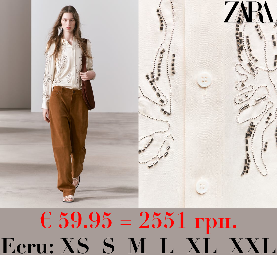 ZW COLLECTION BEADED EMBROIDERY SHIRT