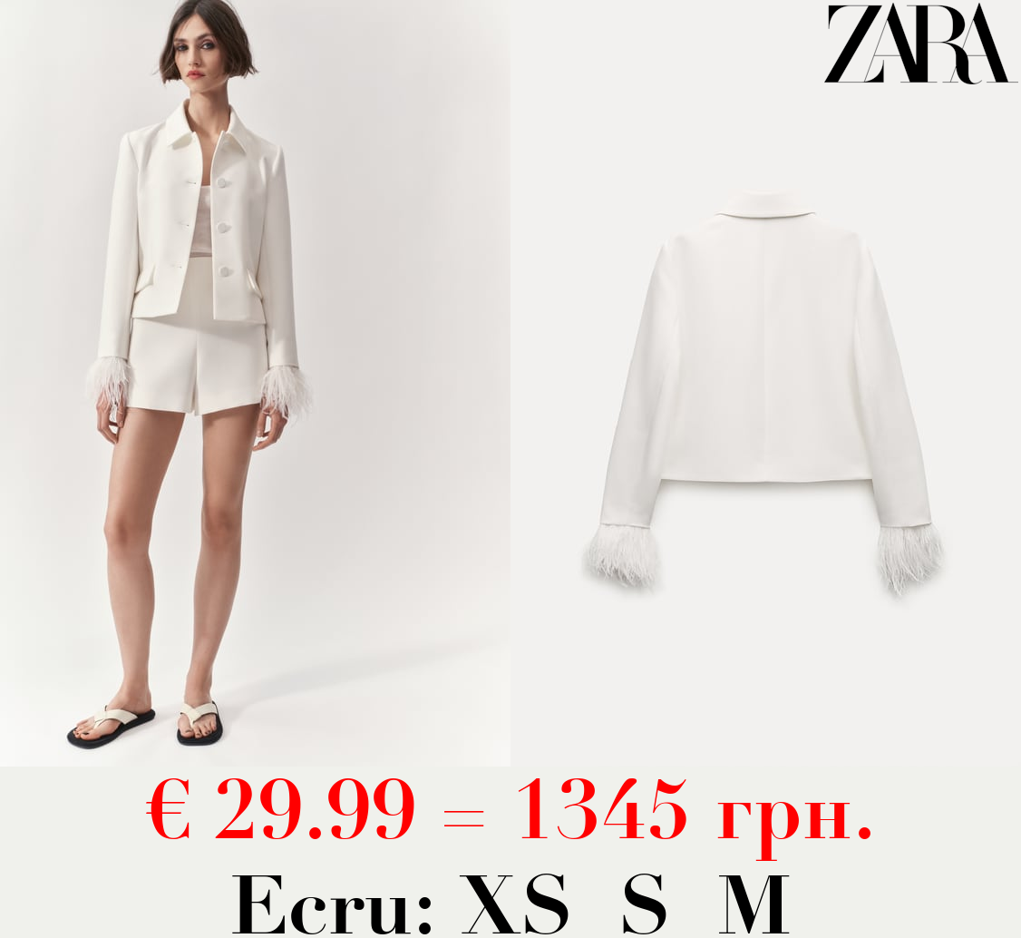 ZW COLLECTION SHORT BLAZER WITH FEATHERS