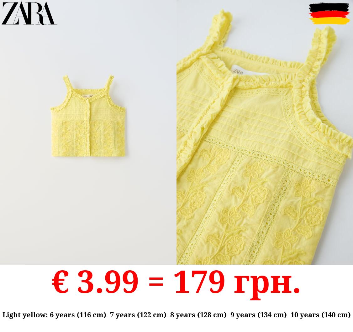 EMBROIDERED TOP WITH RUFFLES