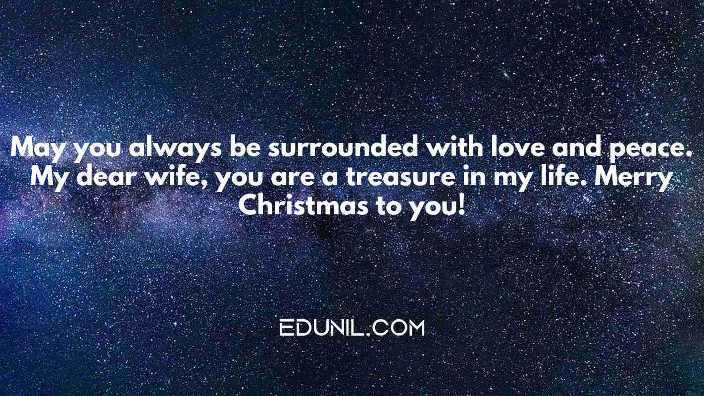 May you always be surrounded with love and peace. My dear wife, you are a treasure in my life. Merry Christmas to you! - 
