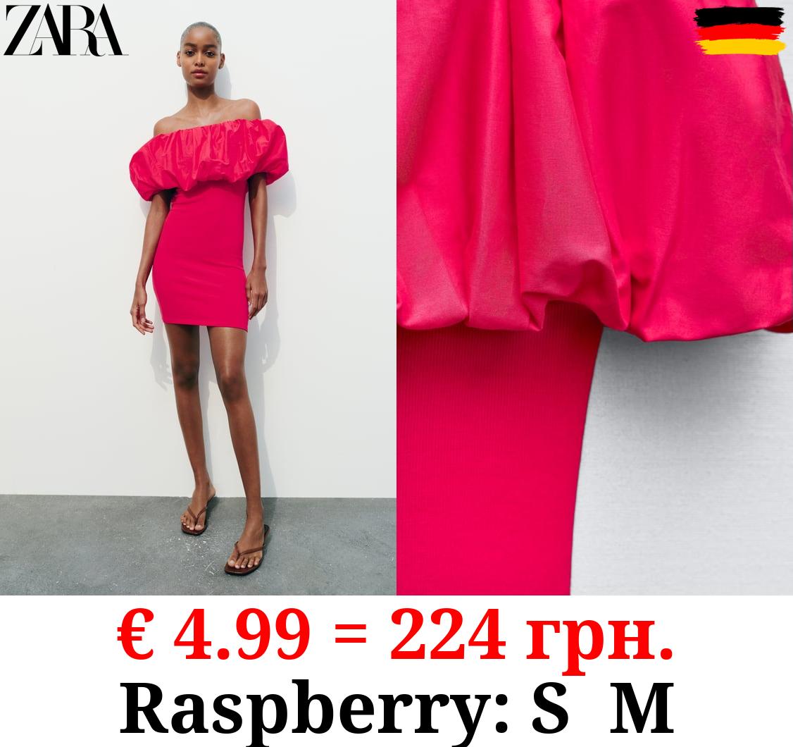 CONTRAST OFF-THE-SHOULDER DRESS