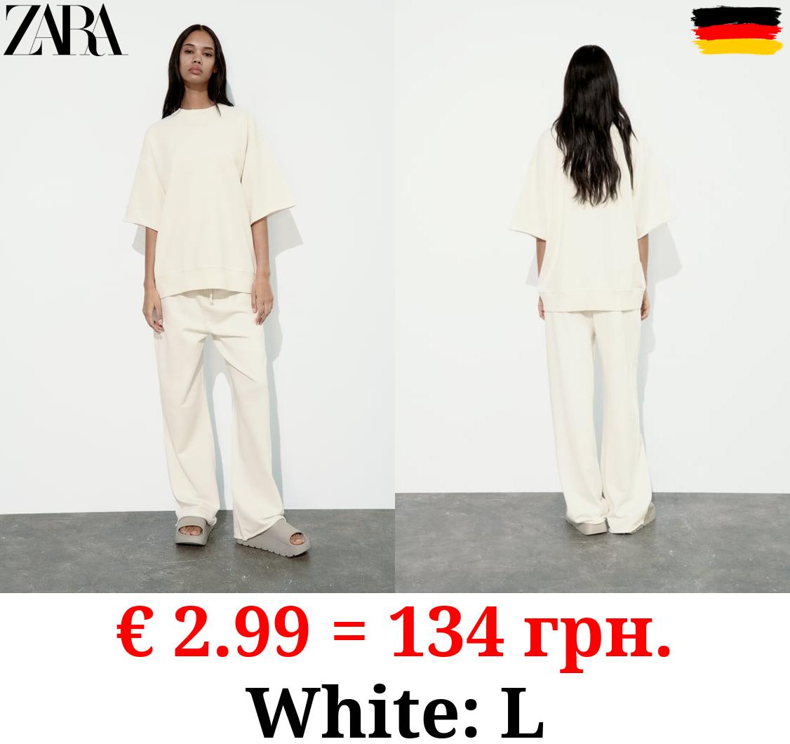 FADED-EFFECT SHORT SLEEVE PLUSH SWEATSHIRT