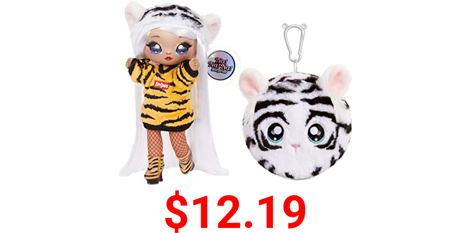 MGA Entertainment Na Na Na Surprise 2-in-1 Bianca Bengal Fashion Doll & Plush Purse Series 4 – Soft Wallet Bag Pouch Gifts for Kids Girls Key Chain Pom