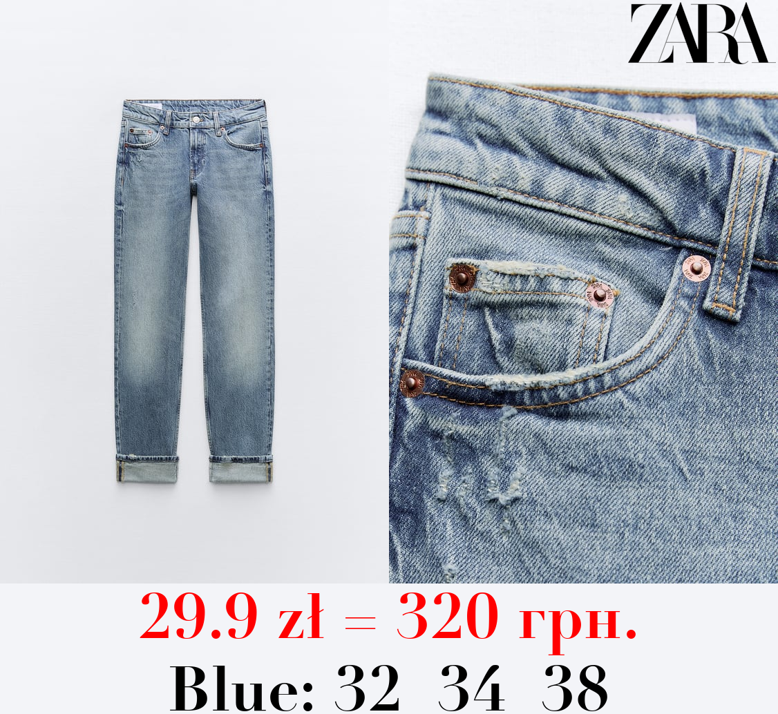 TRF SLIM-FIT FOLDED-FIT LOW-RISE JEANS