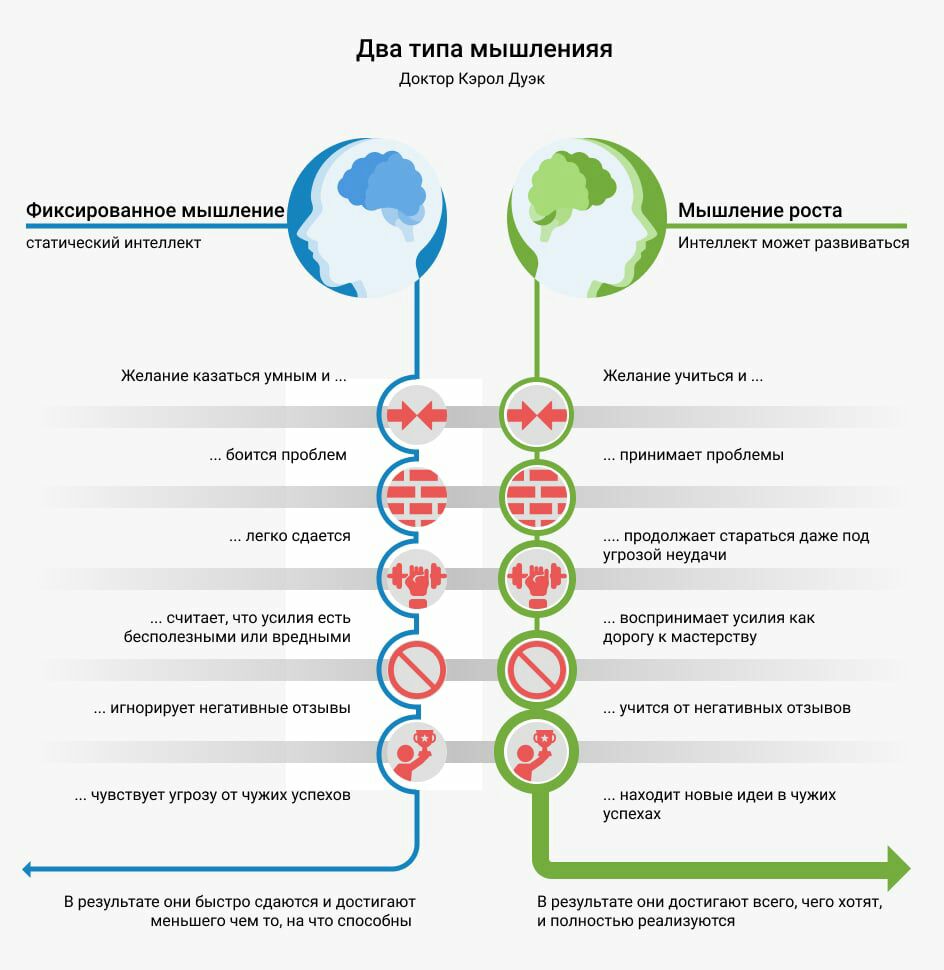 Включи 2 типа. Гибкое мышление Кэрол Дуэк. Образ мышления Кэрол Дуэк. Фиксированное мышление и мышление роста. Два вида мышления.