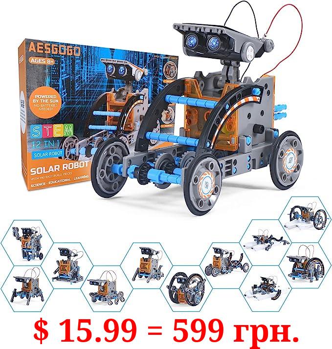 AESGOGO STEM Projects 12-in-1 Creation Solar Robot Kit,Science Experiments Toys Gifts for Kids Ages 8-12,Educational DIY Building Robotics Kit for 8 9 10 11 12 13 14 15 Year Old Boys Girls Teens