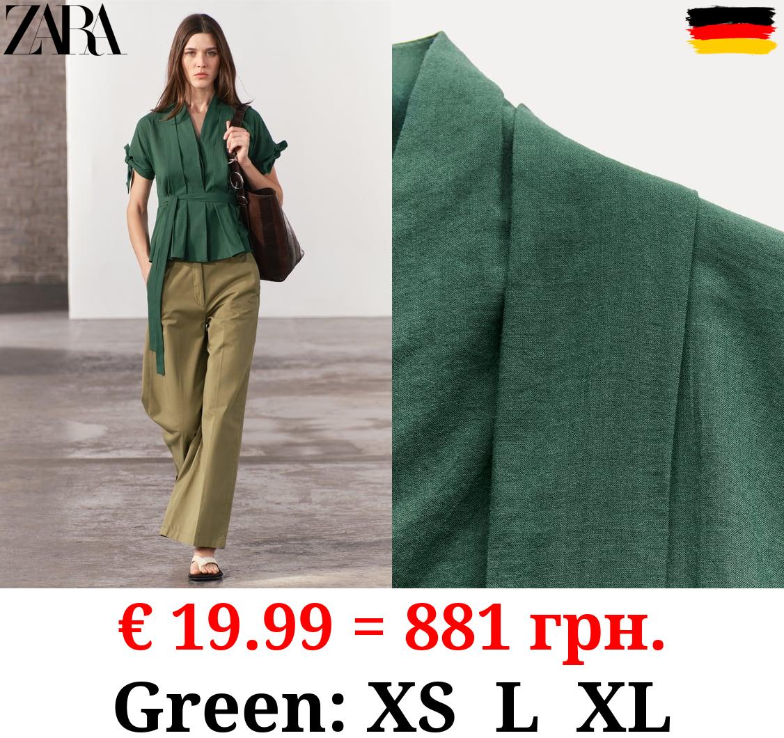 ZW COLLECTION PLEATED SHIRT WITH BELT