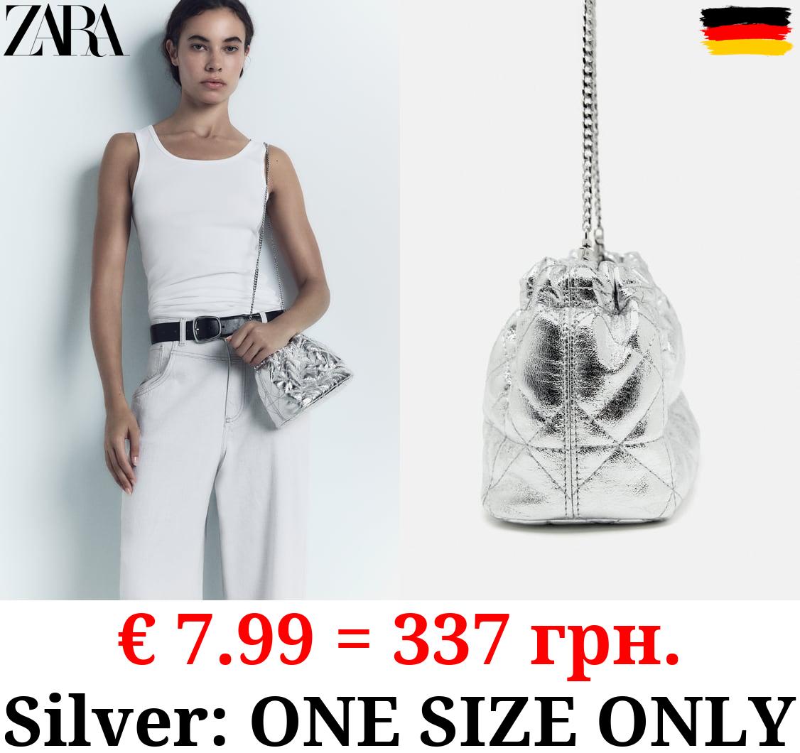 METALLIC QUILTED MINI BUCKET BAG