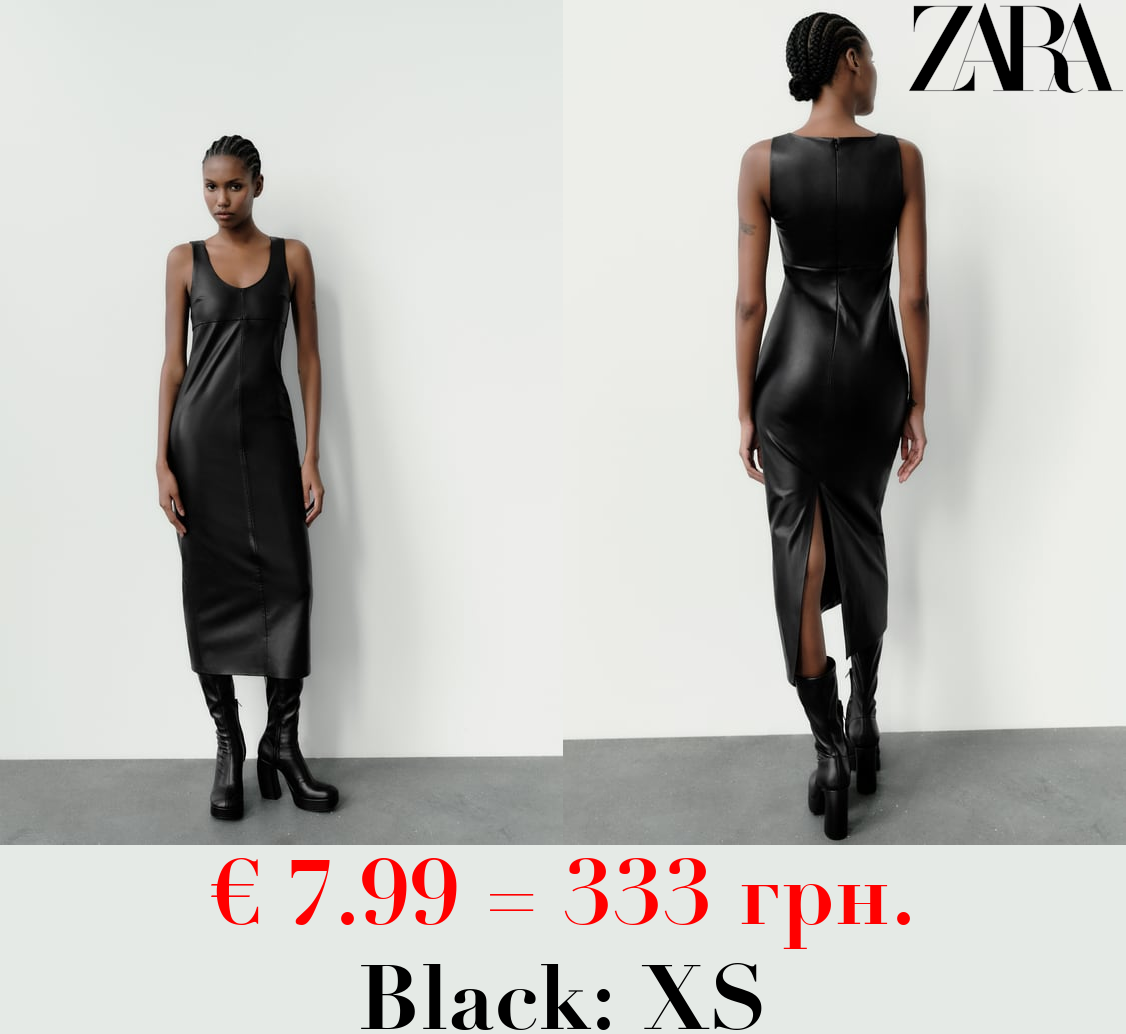 FAUX LEATHER MIDI DRESS