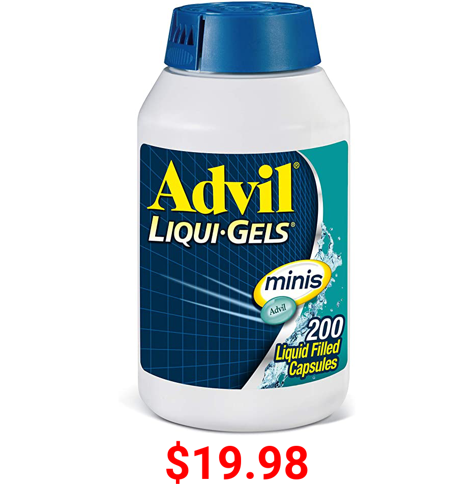 Advil Liqui-Gels Minis Pain Reliever and Fever Reducer, Ibuprofen 200mg, 200 Count, Fast Pain Relief