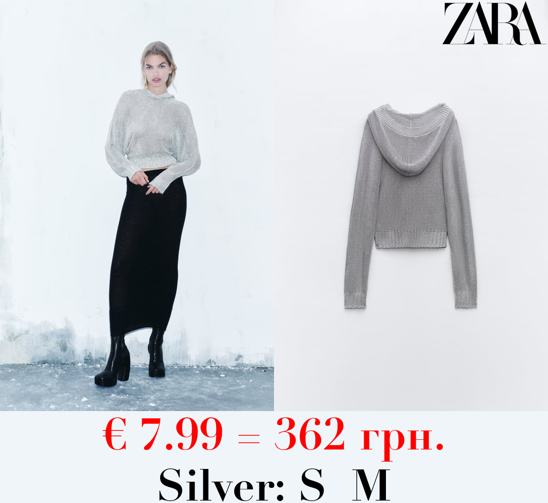 METALLIC MESH KNIT HOODIE