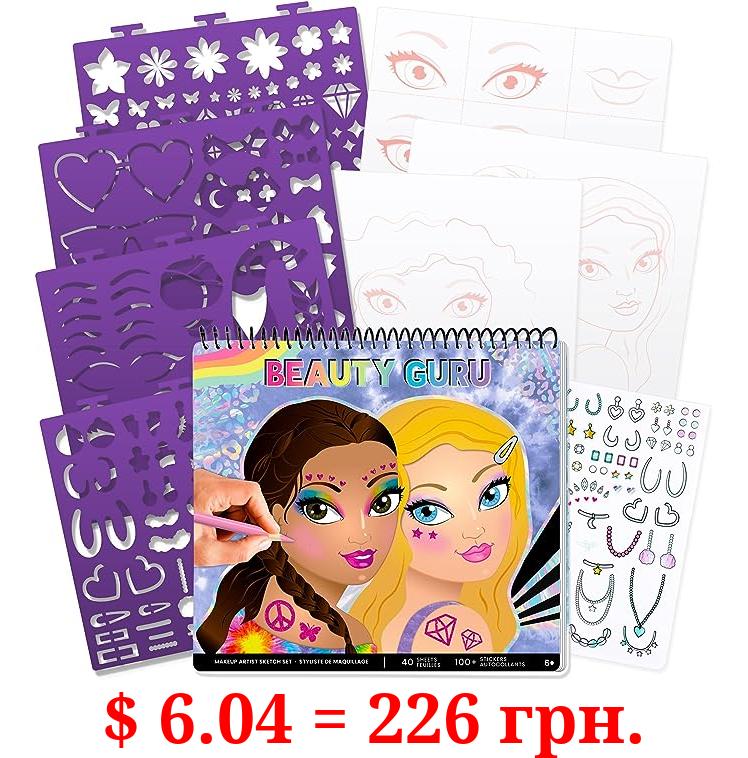 Fashion Angels Make-up & Hair Design Sketch Portfolio (11452) Sketchbook for Beginners, Sketchbook with Stencils and Stickers for Ages 6 and Up