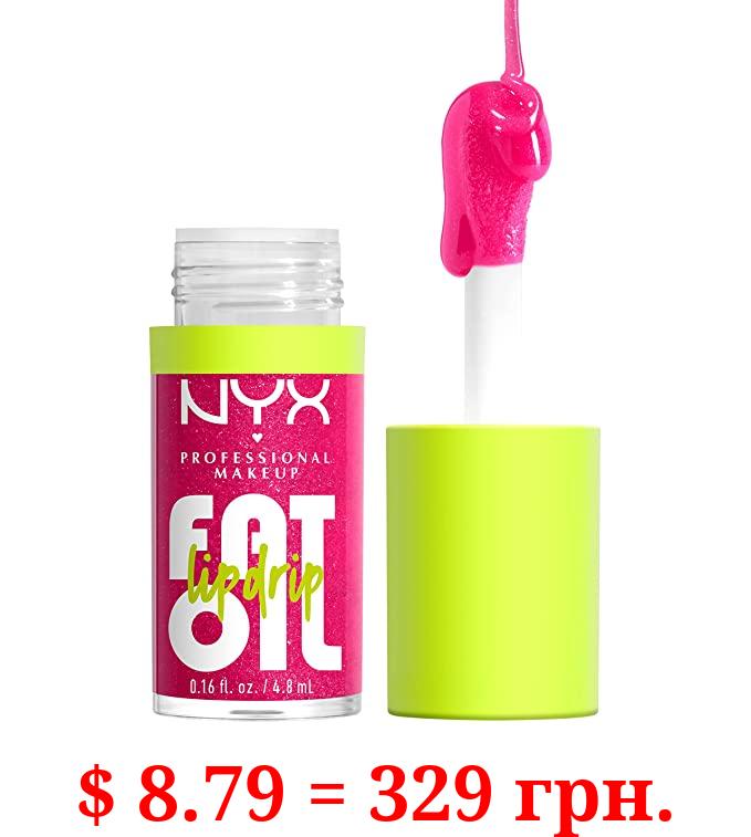 NYX PROFESSIONAL MAKEUP Fat Oil Lip Drip, Moisturizing, Shiny and Vegan Tinted Lip Gloss - Supermodel (Shimmering Magenta)