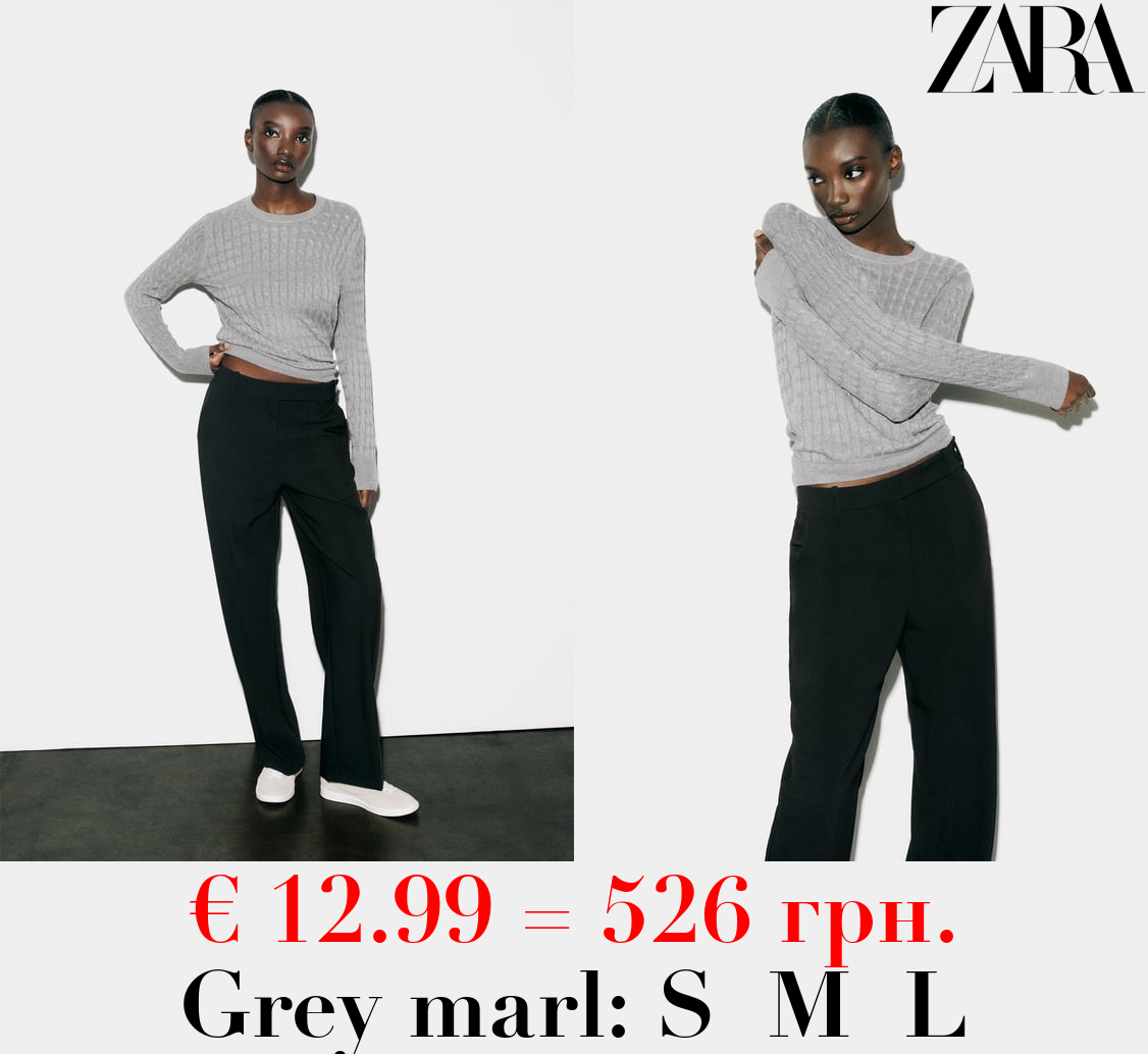 ROUND NECK CABLE-KNIT SWEATER