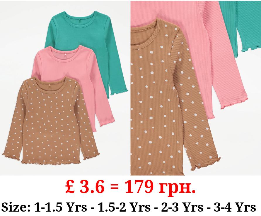 Ribbed Long Sleeve Tops 3 Pack