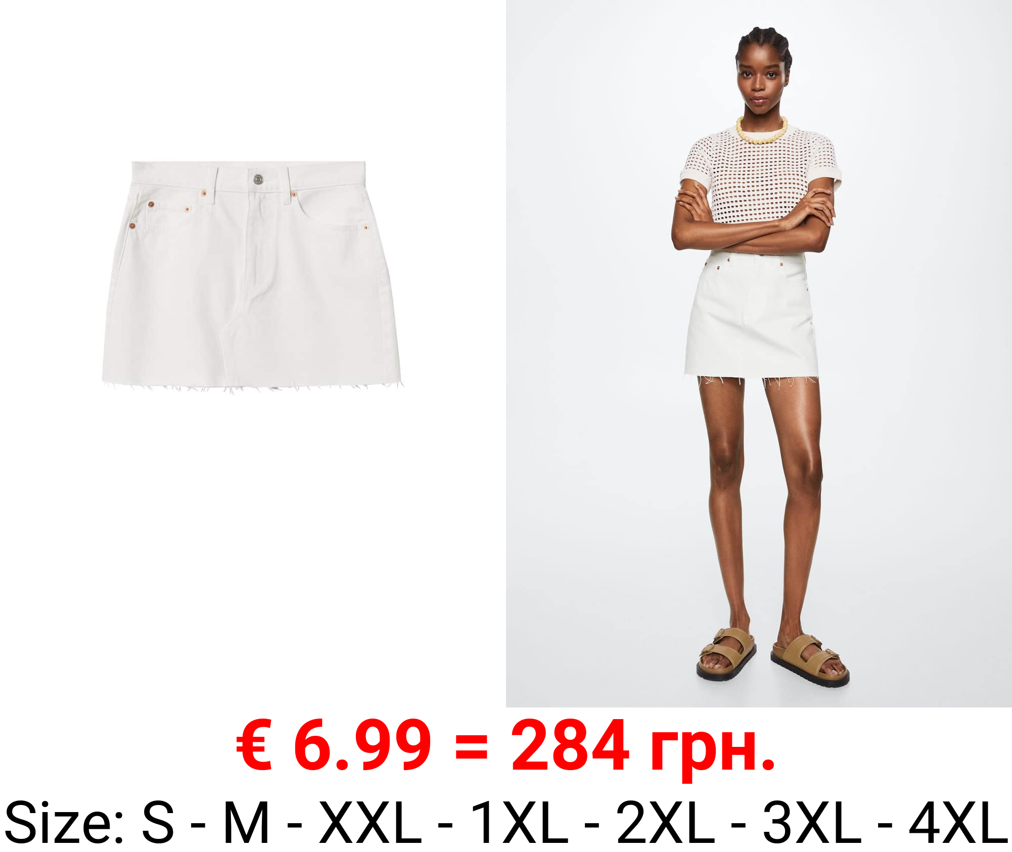 minifalda vaquera bajo deshilachado