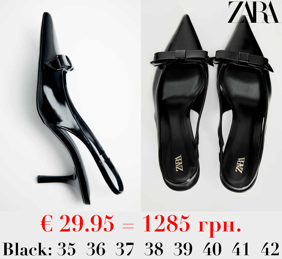 PATENT-FINISH HEELED SHOE WITH BOW