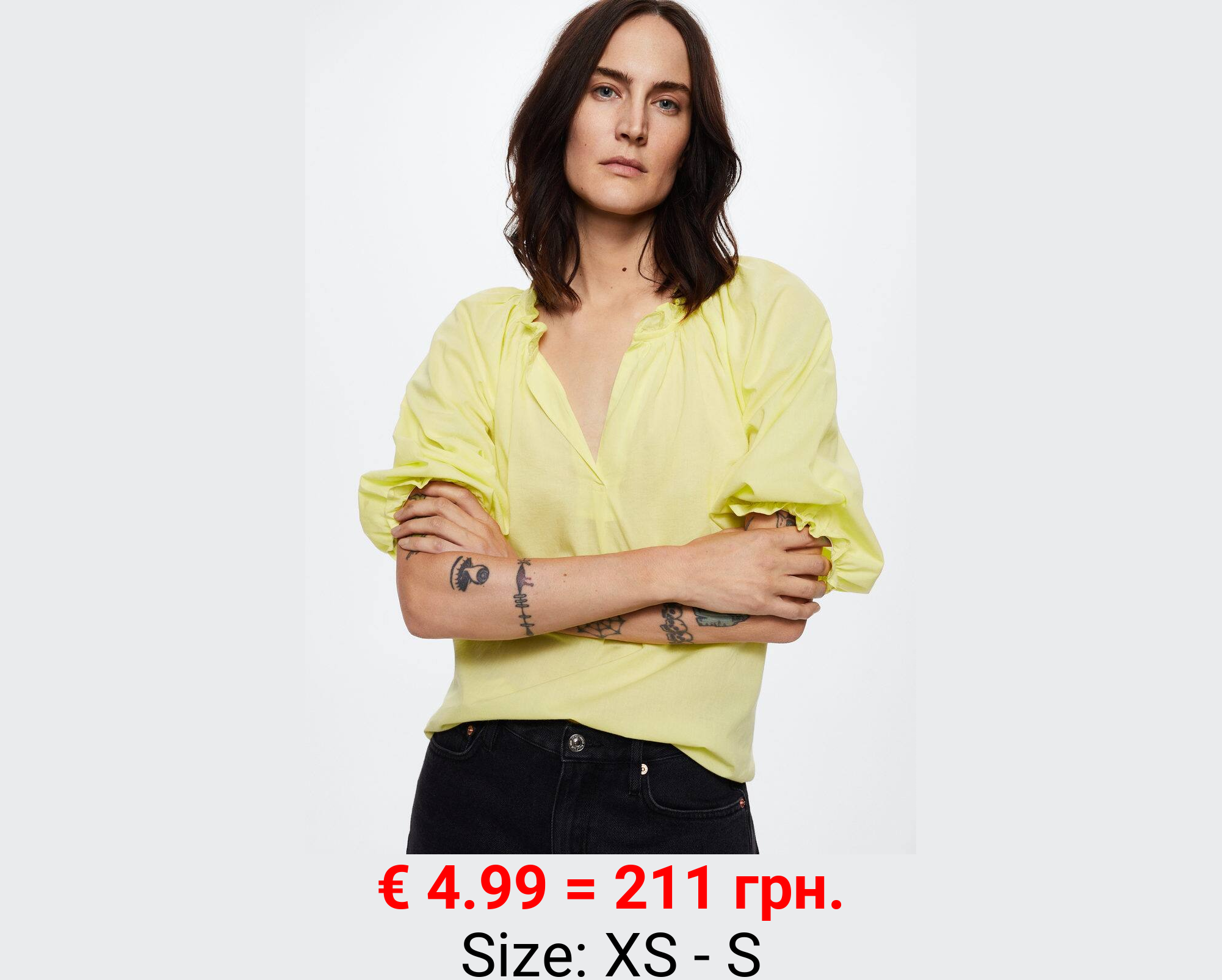 Blusa algodón manga abullonada