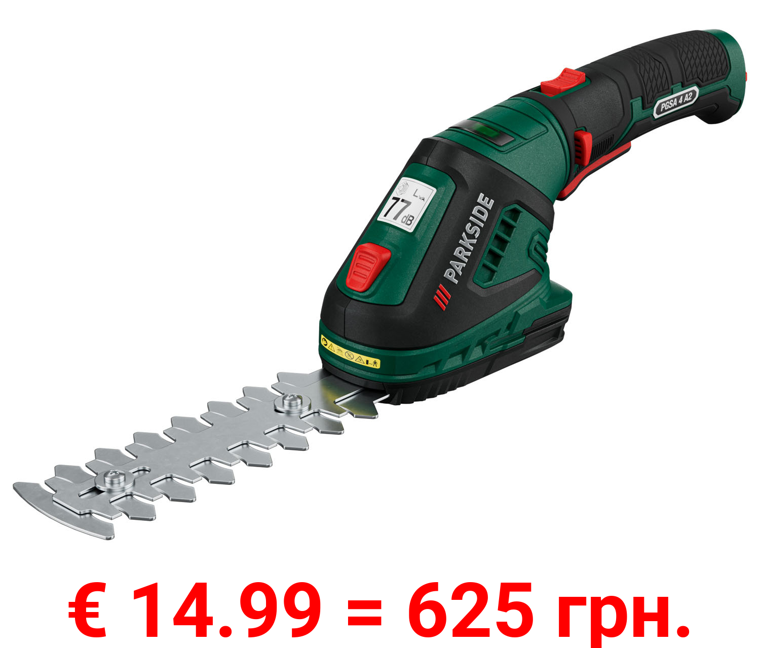 PARKSIDE® 4 V Akku-Gras und Strauchschere »PGSA 4 A2«, um 180° drehbarer Softgriff