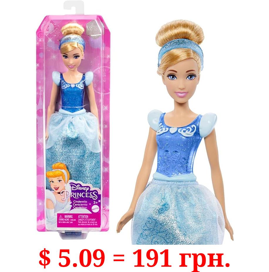 Mattel Disney Princess Dolls,Cinderella Posable Fashion Doll with Sparkling Clothing and Accessories,Disney Movie Toys