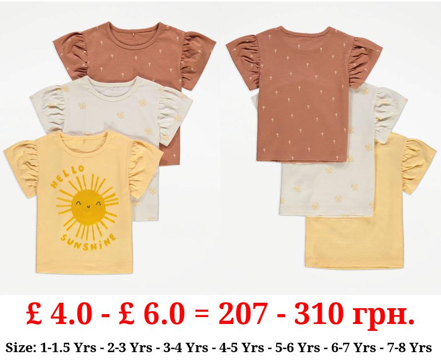 Sunshine Frill Sleeve T-Shirts 3 Pack