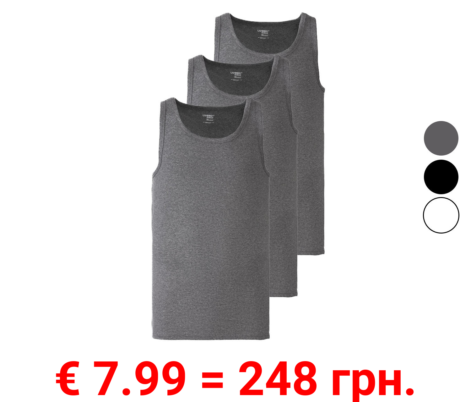 LIVERGY® Herren Unterhemd Feinripp, 3 Stück, mit reiner Baumwolle