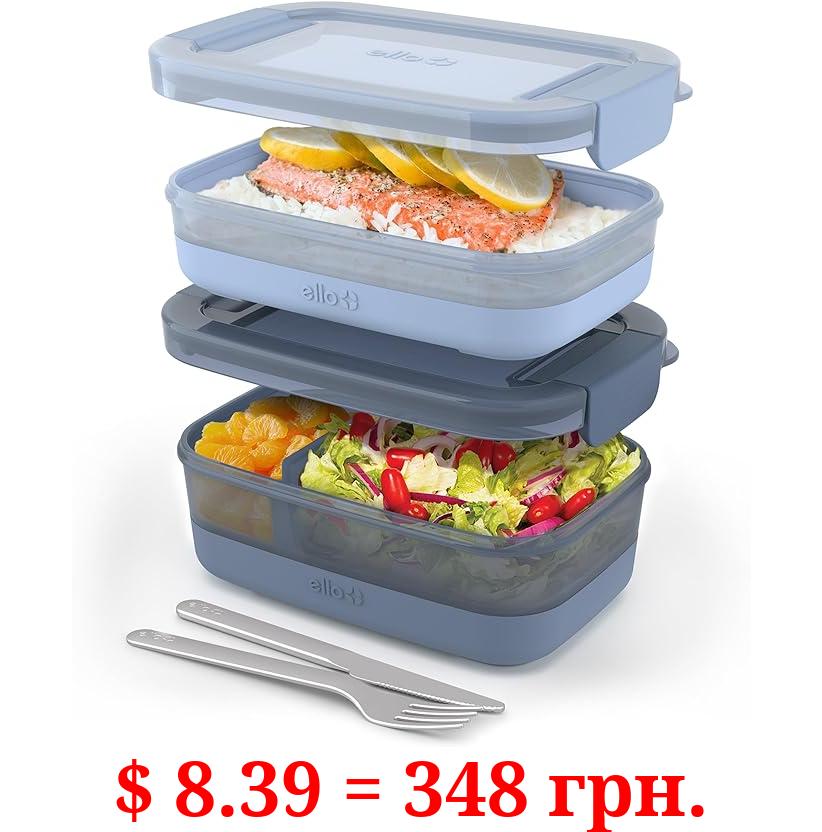 Ello 2-Pack Lunch Stack Plastic Food Storage Container Bento Box with Airtight