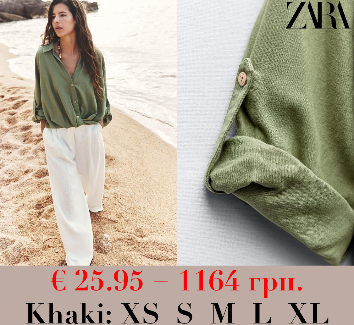 LINEN BLEND SHIRT WITH KNOT DETAIL