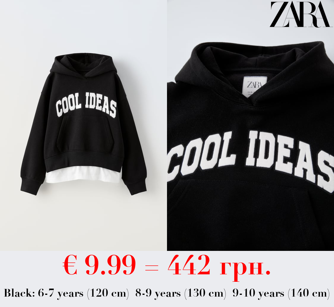 FLOCKED CONTRAST SLOGAN HOODIE