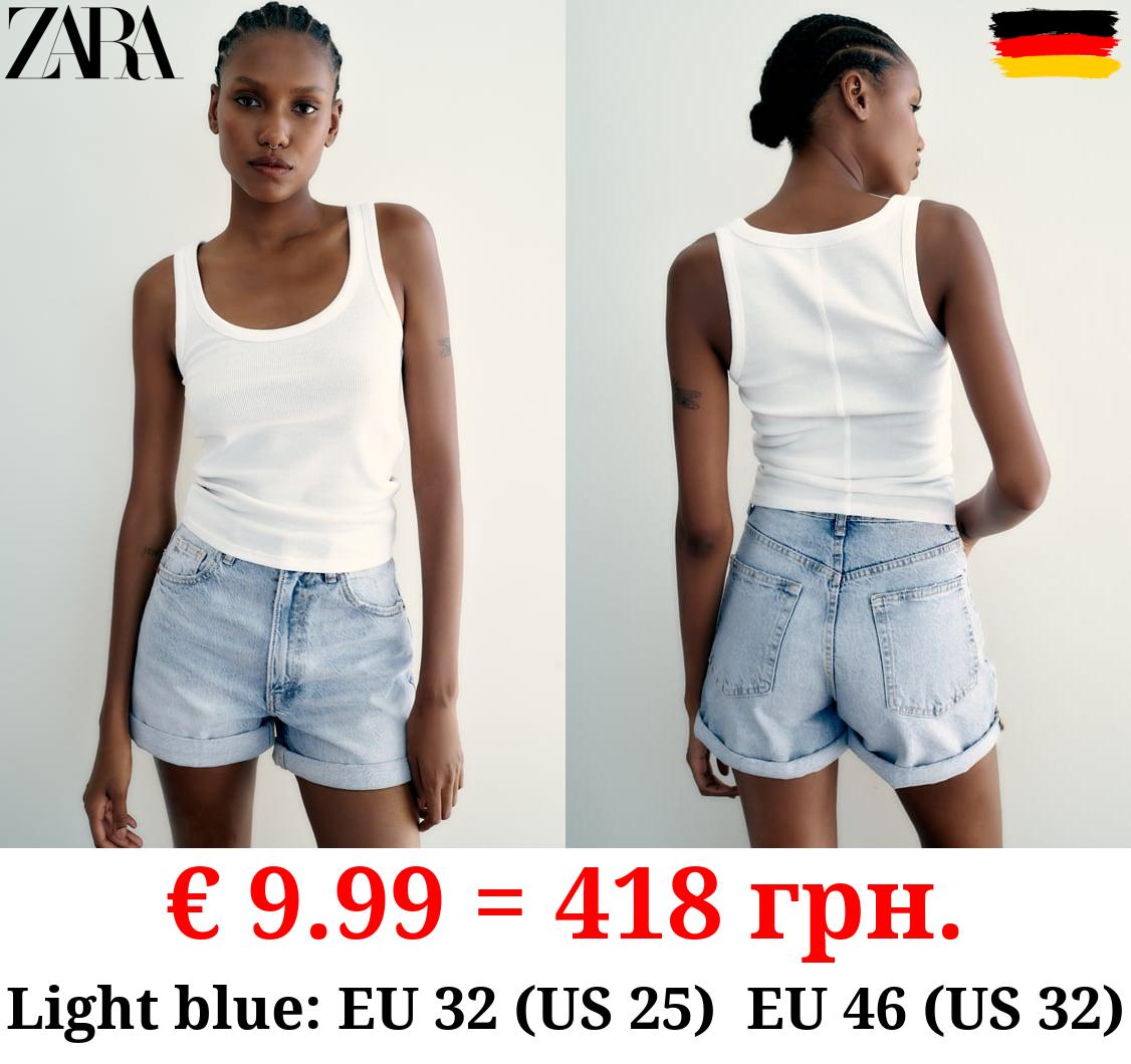 TRF HIGH-RISE MOM FIT DENIM BERMUDA SHORTS