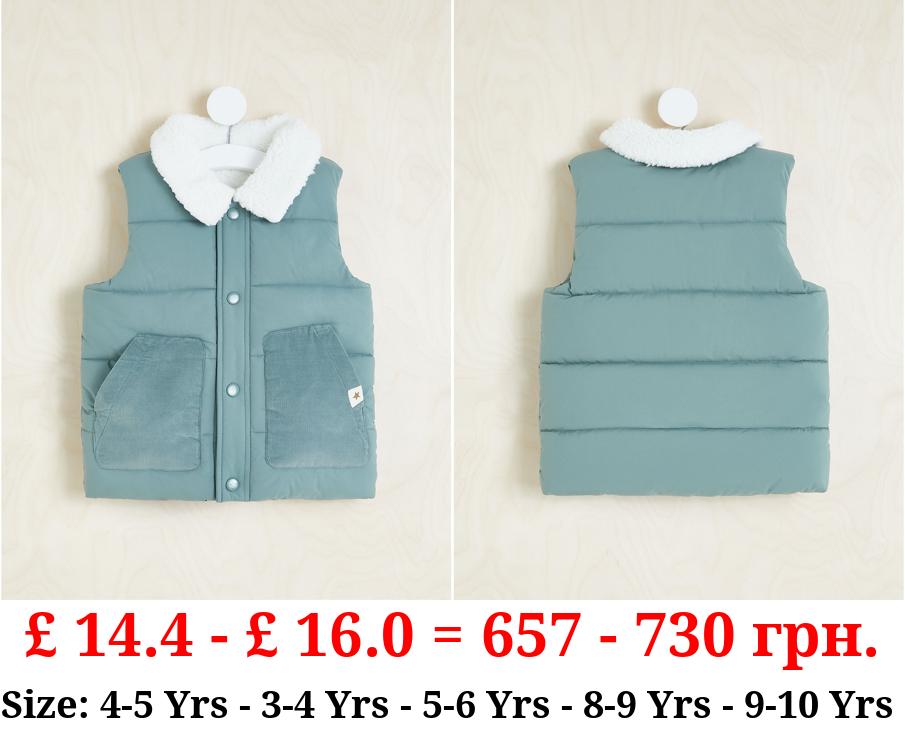 Billie Faiers Blue Padded Borg Collar Gilet