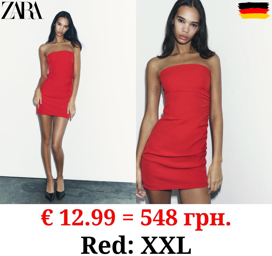 DRAPED STRAPLESS DRESS