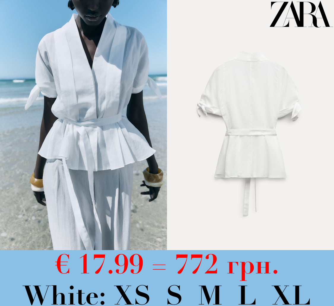 ZW COLLECTION PLEATED SHIRT WITH BELT