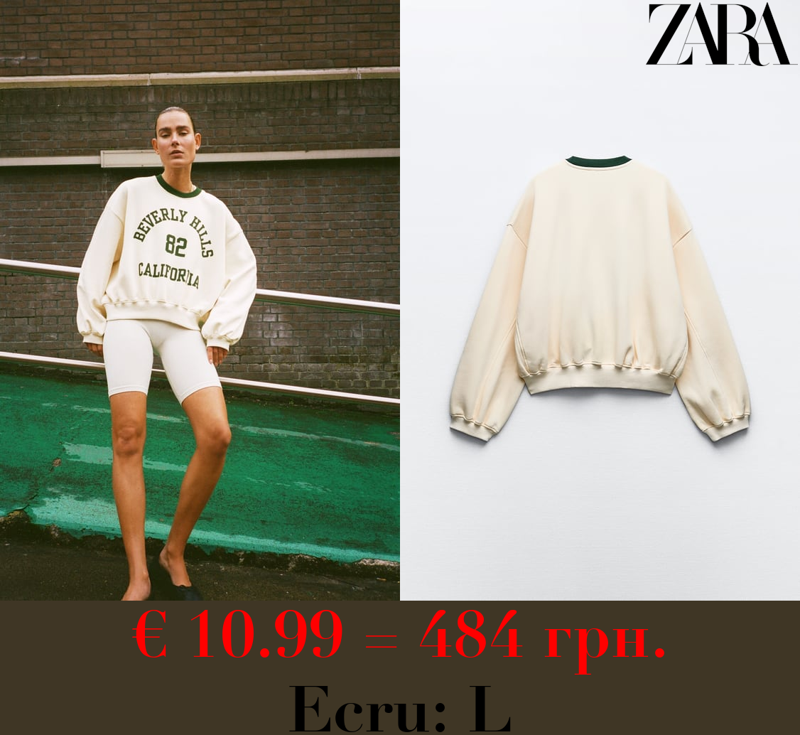 SLOGAN SWEATSHIRT WITH RIBBED NECK