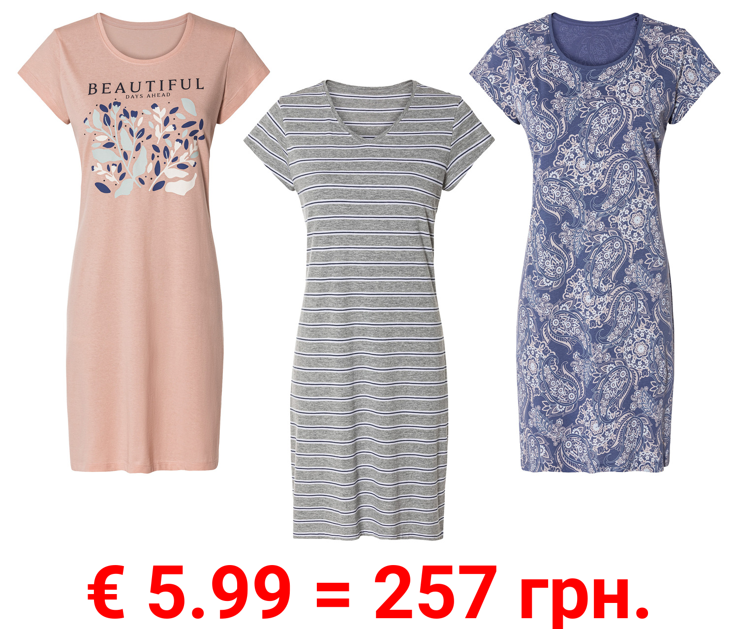 esmara® Damen Nachthemd mit Baumwolle