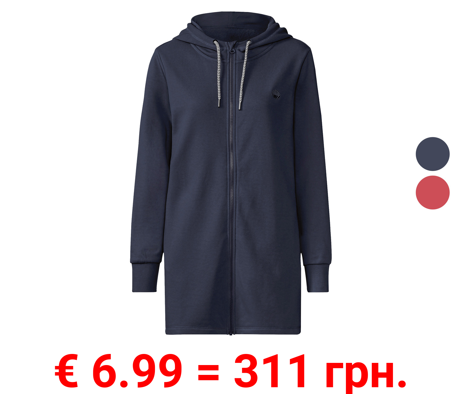 esmara® Damen Long-Sweatjacke mit Kapuze