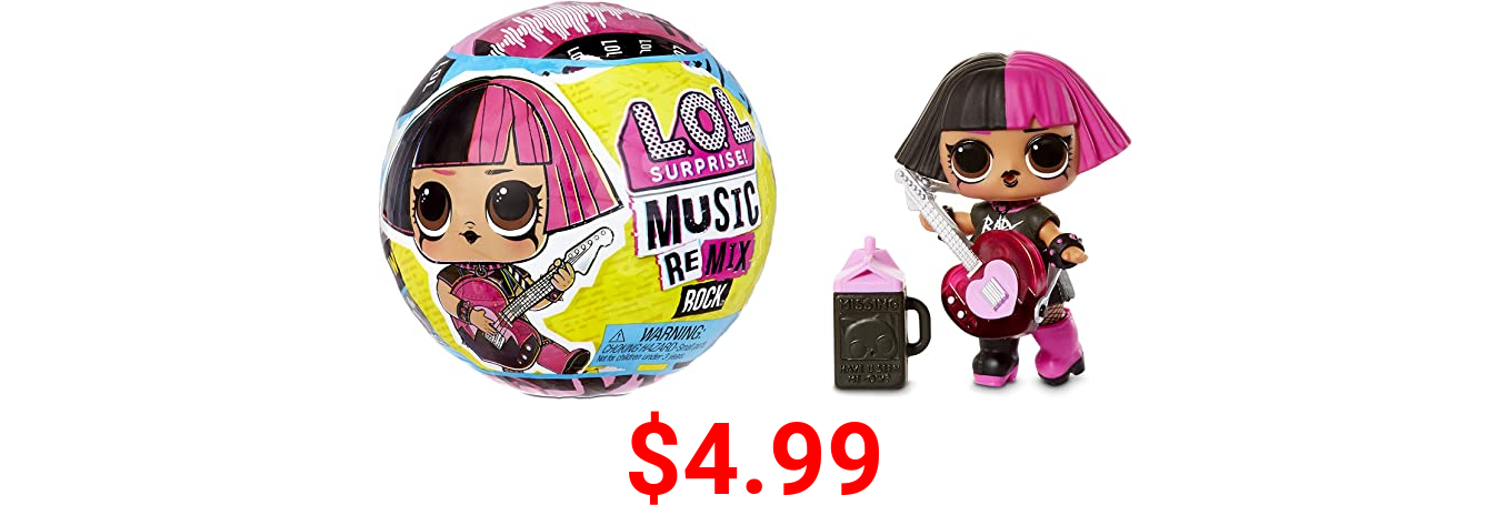 LOL Surprise Remix Rock Dolls Lil Sisters with 7 Surprises Including Instrument - Collectible Doll Toy, Gift for Kids, Toys for Girls and Boys Ages 4 5 6 7+ Years Old, Multi color