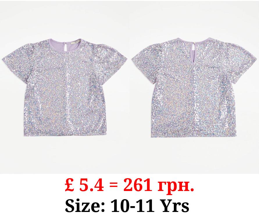 Lilac Sequin Top
