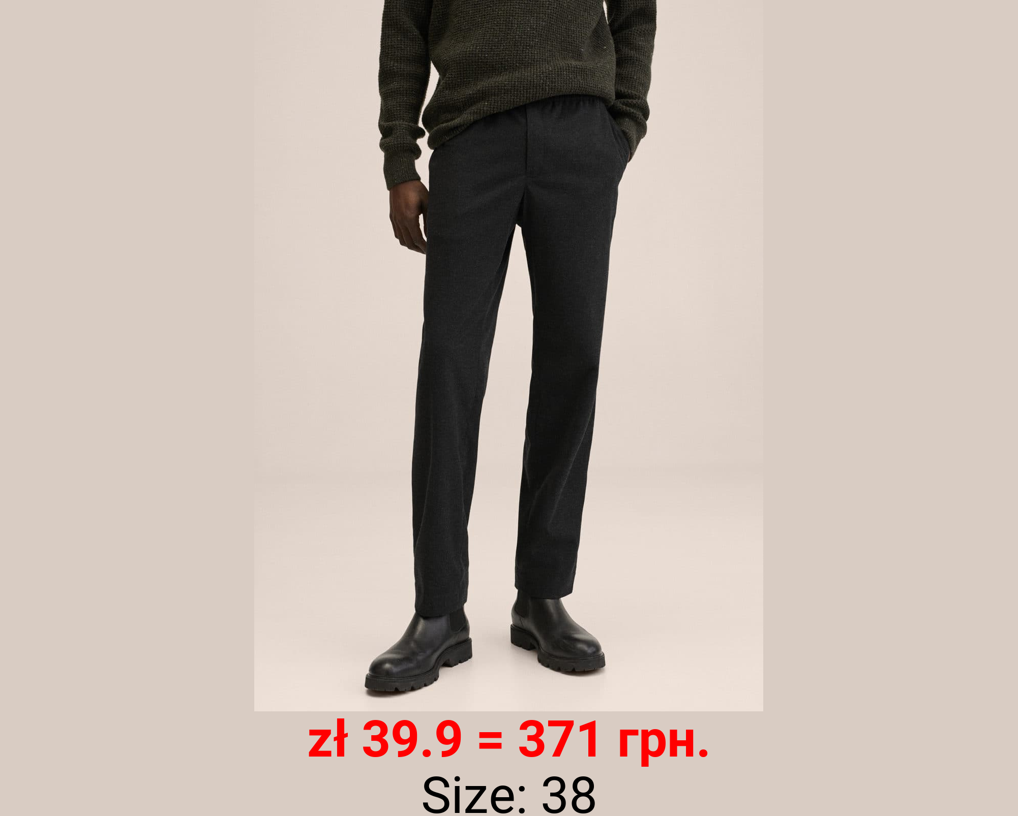 Pantalón recto cintura elástica