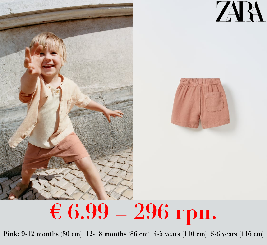 LINEN BLEND BERMUDA SHORTS