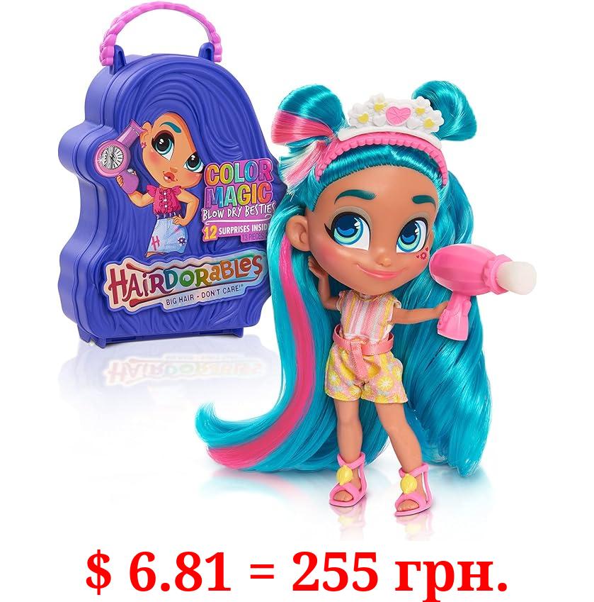 Hairdorables Collectible Doll Color Magic Blow Dry Besties Series 6, styles and case colors may vary, each sold separately, Kids Toys for Ages 3 Up by Just Play