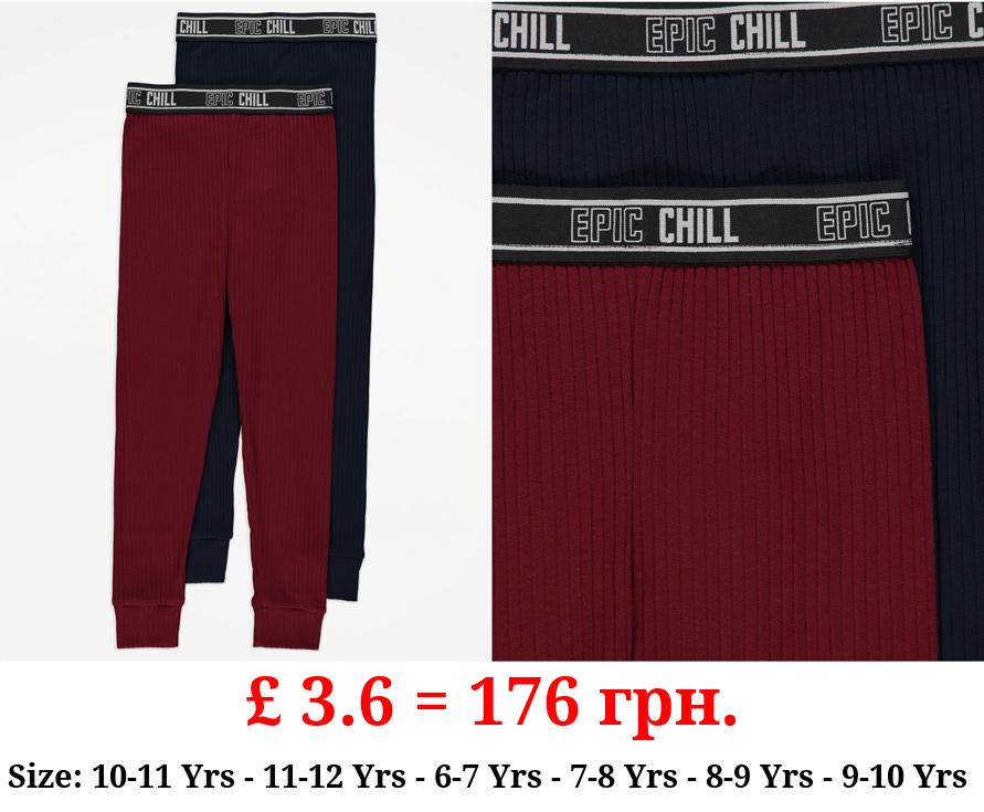 Epic Chill Ribbed Pyjama Bottoms 2 Pack
