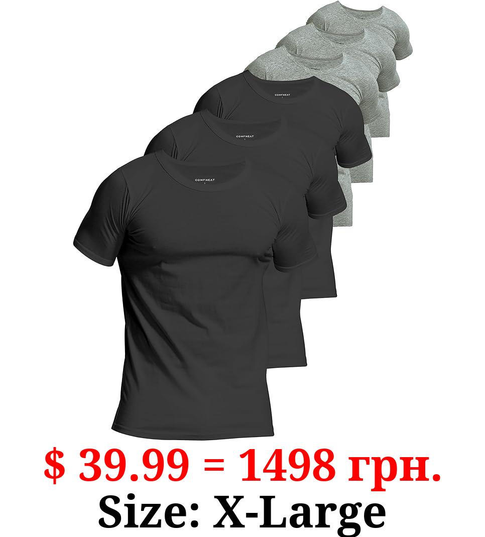Comfneat Men's 6-Pack Pure Cotton Undershirts Comfortable Crew Neck T-Shirts