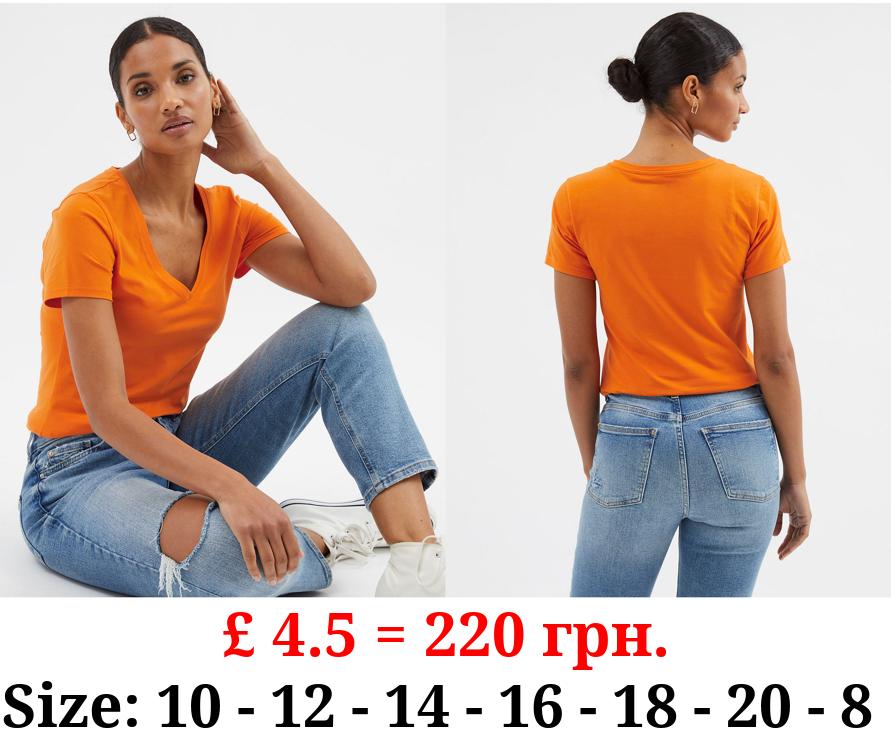 Orange V Neck T-Shirt