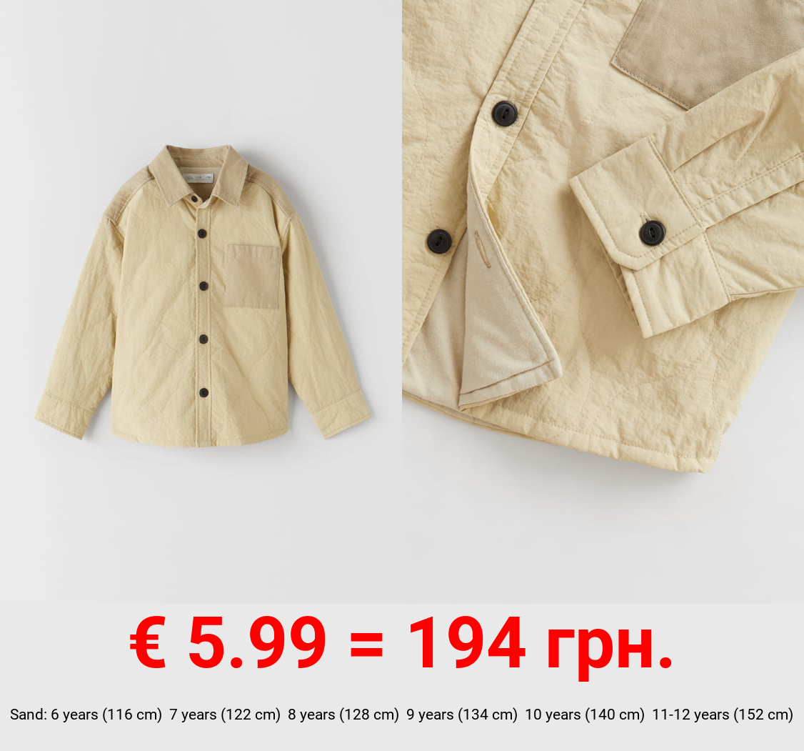 CONTRAST OVERSHIRT WITH TOPSTITCHING