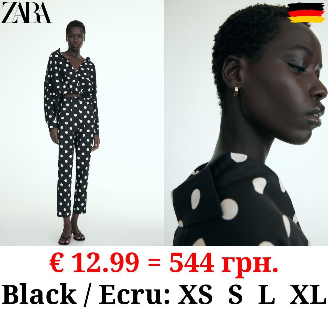 LINEN-BLEND SHIRT WITH POLKA DOTS